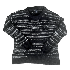 Calvin Klein Jeans Pullover Sweater Large Striped Black White Comfy Cozy Preppy